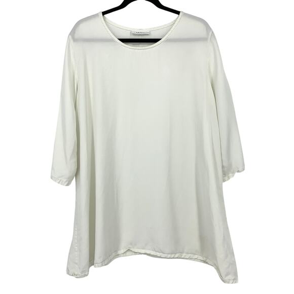Bryn Walker 3/4 Sleeve Tencel Top Womens Size Medium White Scoop Neck - Picture 1 of 8
